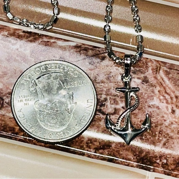 925 Mariner Necklace, Solid Sterling Silver Anchor pendant w/ chain Best Gift - Picture 7 of 7